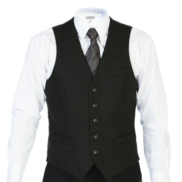 Gioberti Mens 5 Button Slim Fit Formal Herringbone Tweed Suit Vest Gioberti Mens 5 Button Slim Fit Formal Herringbone Tweed Suit Vest